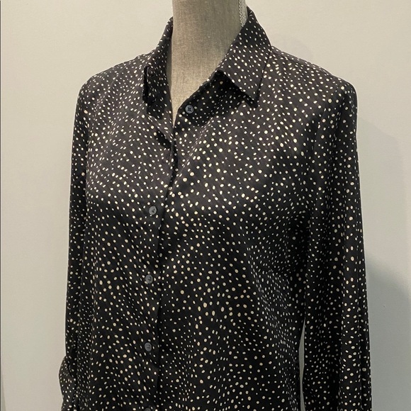 Banana Republic Dillon Polka-Dot Tie Sleeve Black Blouse Size Small/Medium - Picture 3 of 14